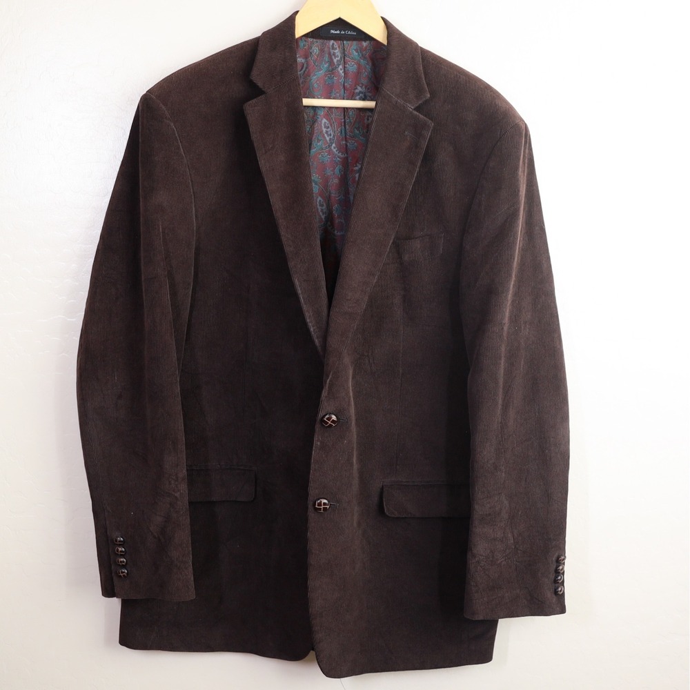 Lauren Ralph Lauren Brown Corduroy Sport Coat Men's 44L Paisley Lined